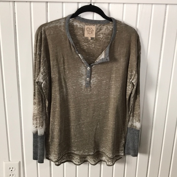 Chaser Tops - CHASER Burnout Henley Tee